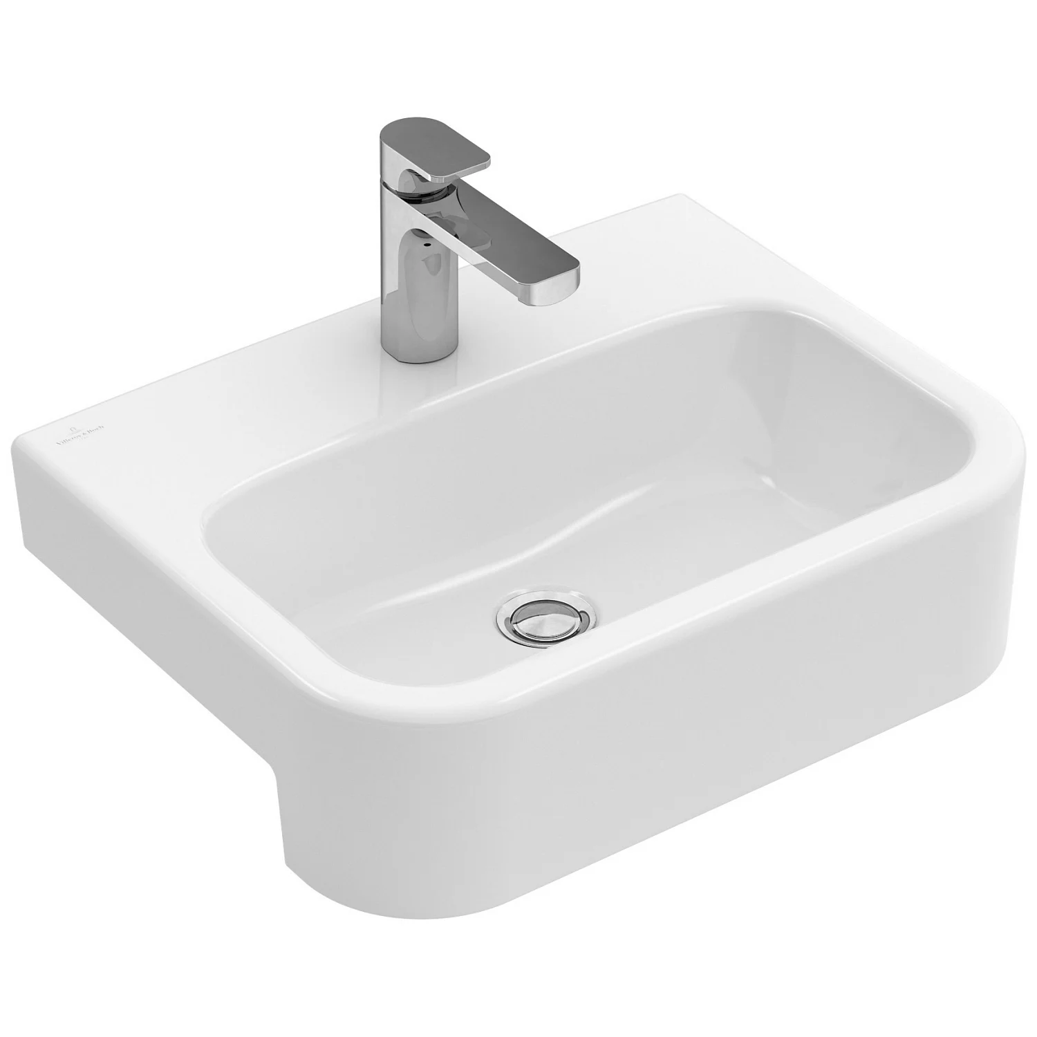 Wycięta biała umywalka z kranem, Villeroy & Boch