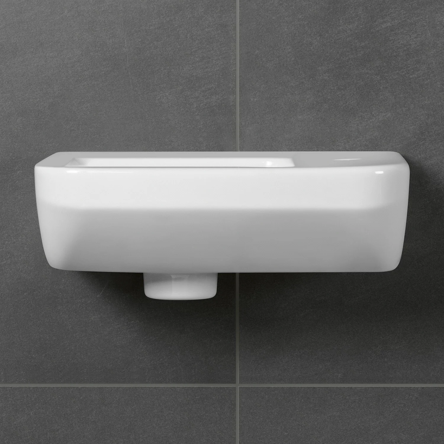 Widok boczny białej umywalki na ścianie, Villeroy & Boch