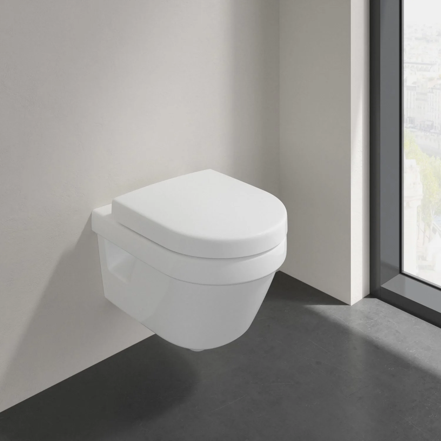 Wisząca toaleta z widoku bocznego, Villeroy & Boch