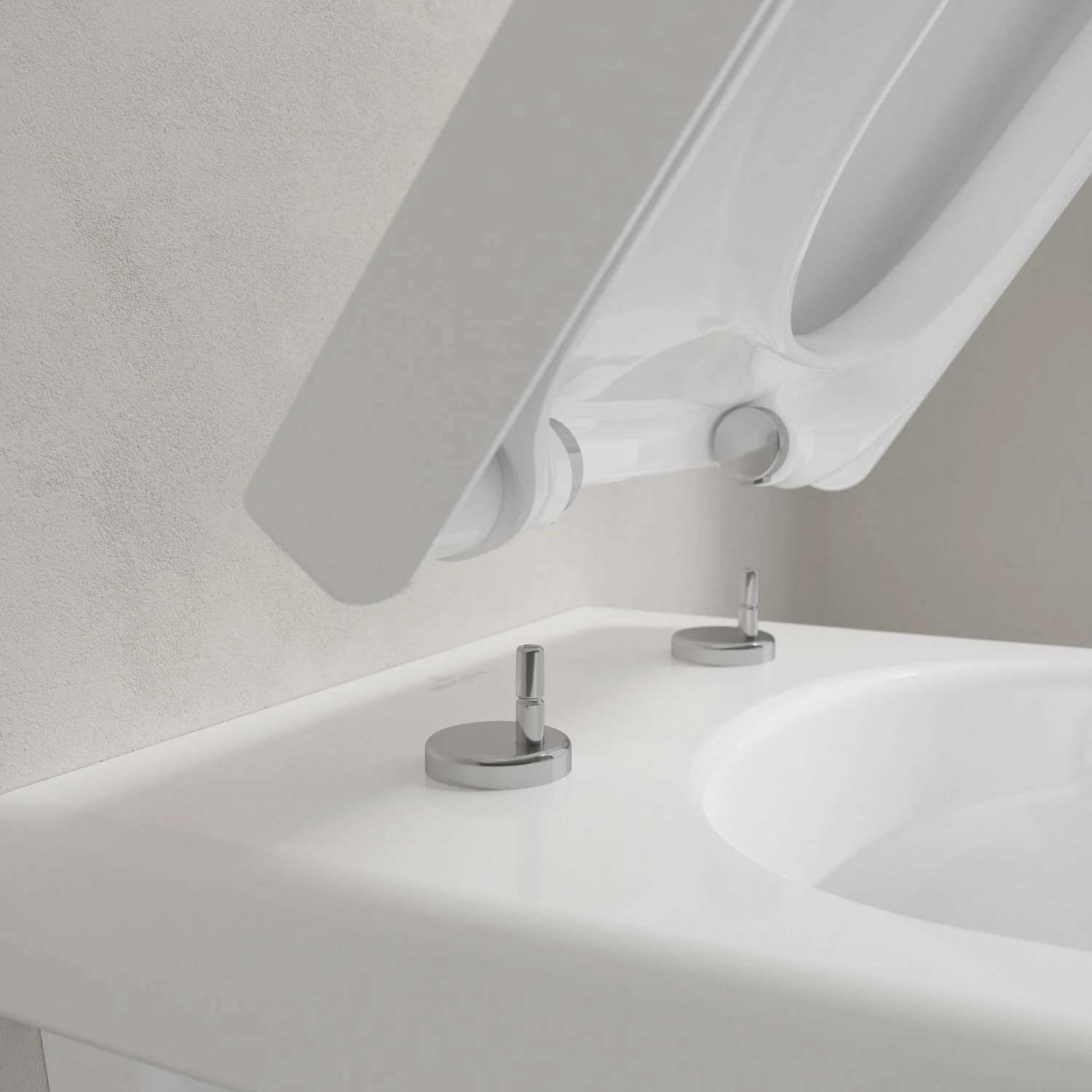 Zbliżenie białej deski sedesowej, Villeroy & Boch