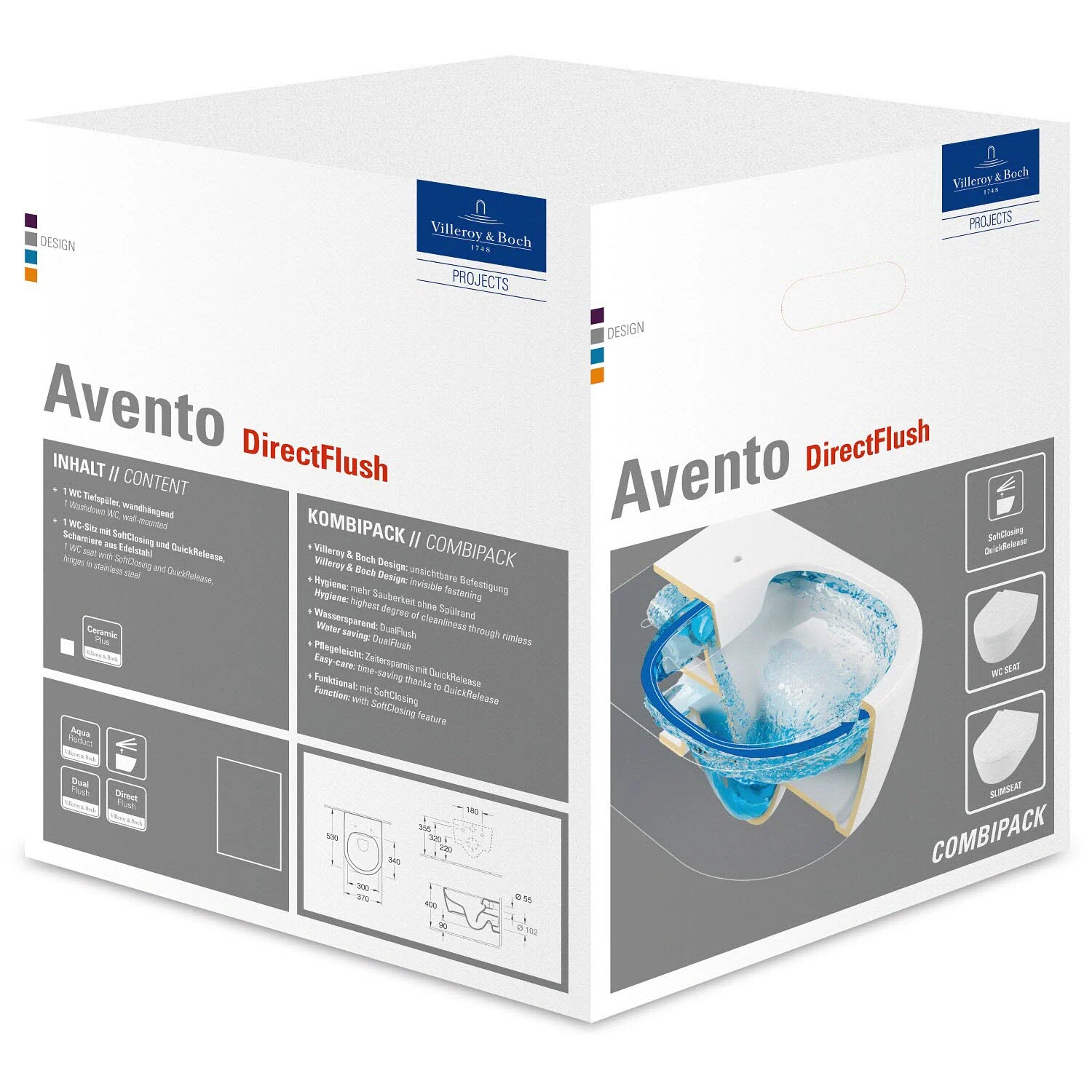 Villeroy & Boch Avento Wand-Tiefspülklosett DirectFlush Combi-Pack Bild 12