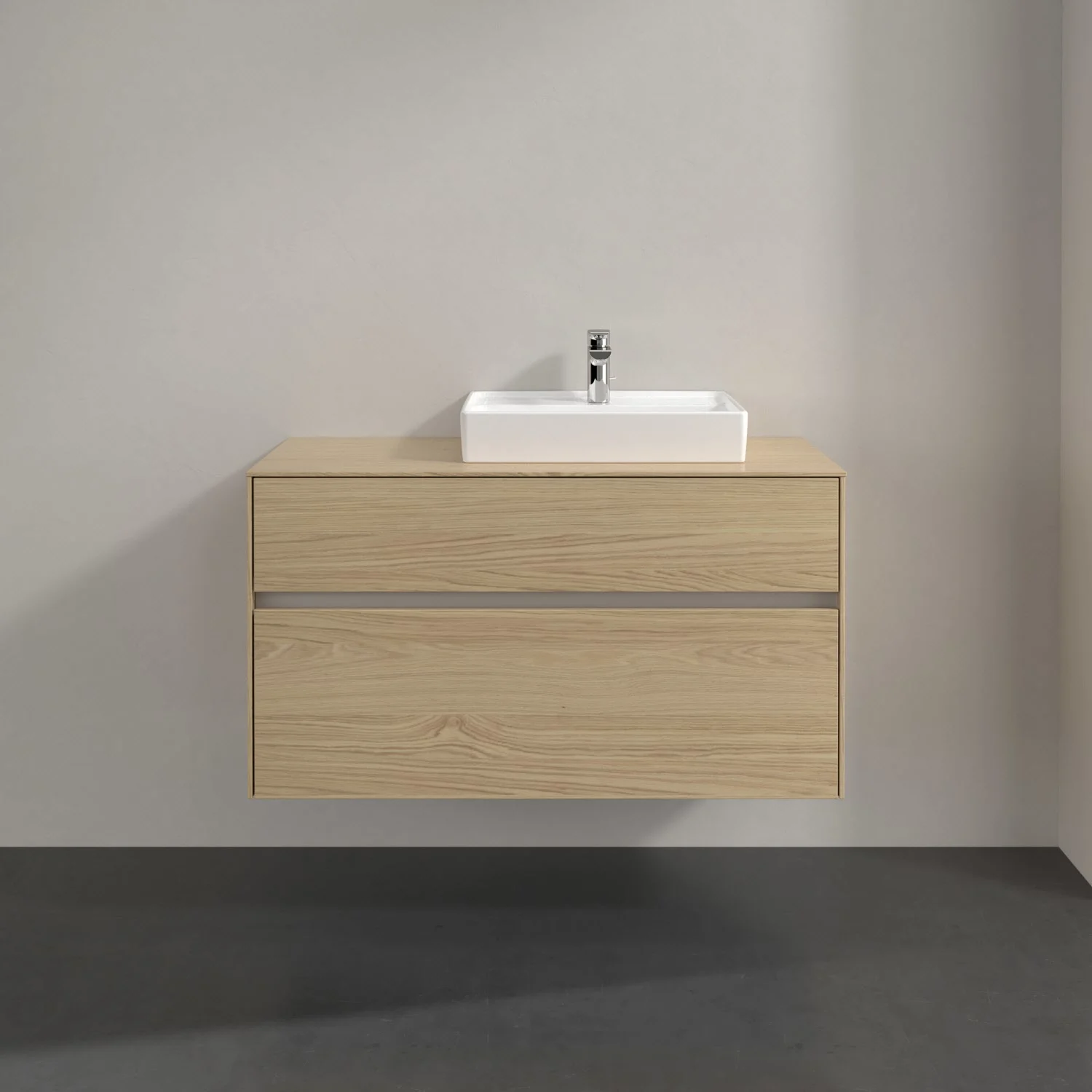 Jasna szafka pod umywalkę z umywalką, Villeroy & Boch
