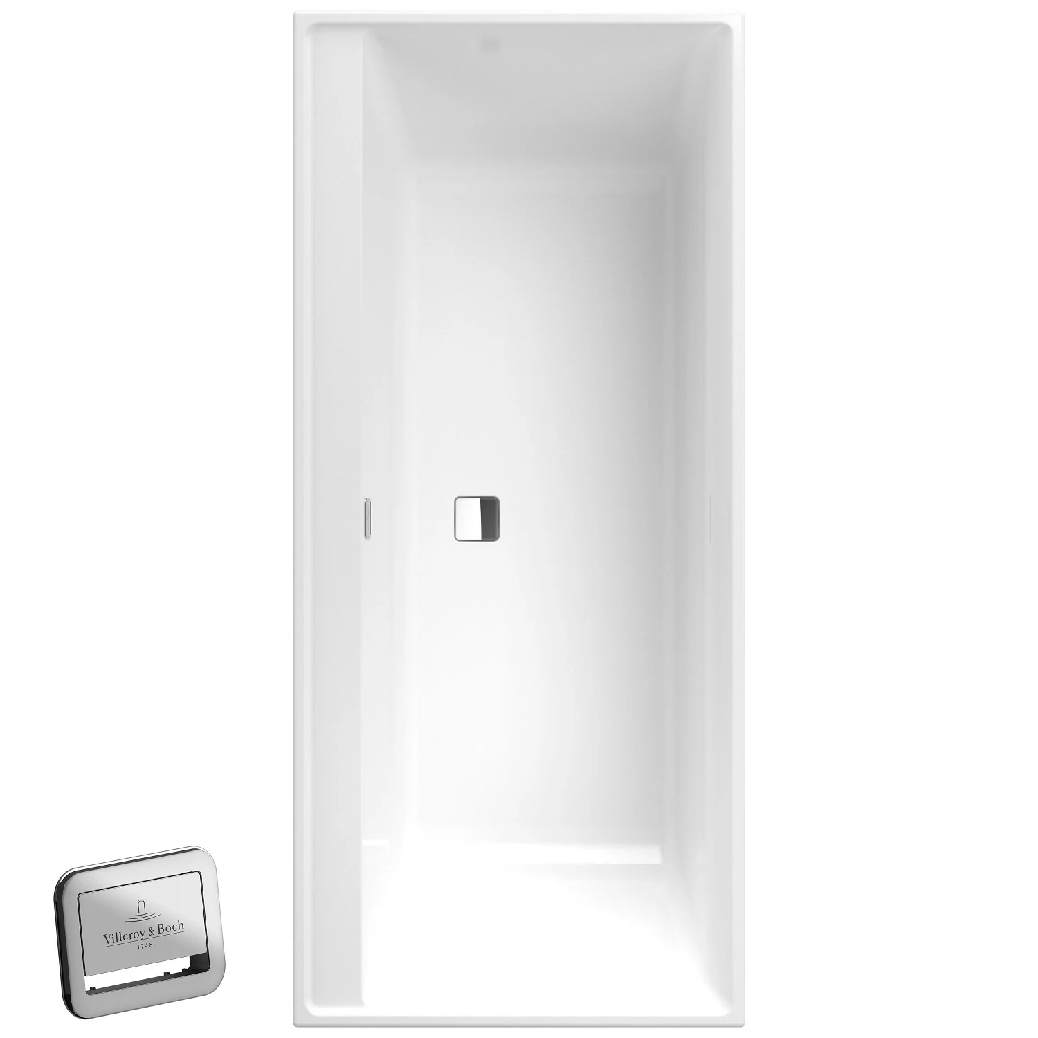 Biała wanna widok z góry z odpływem, Villeroy & Boch
