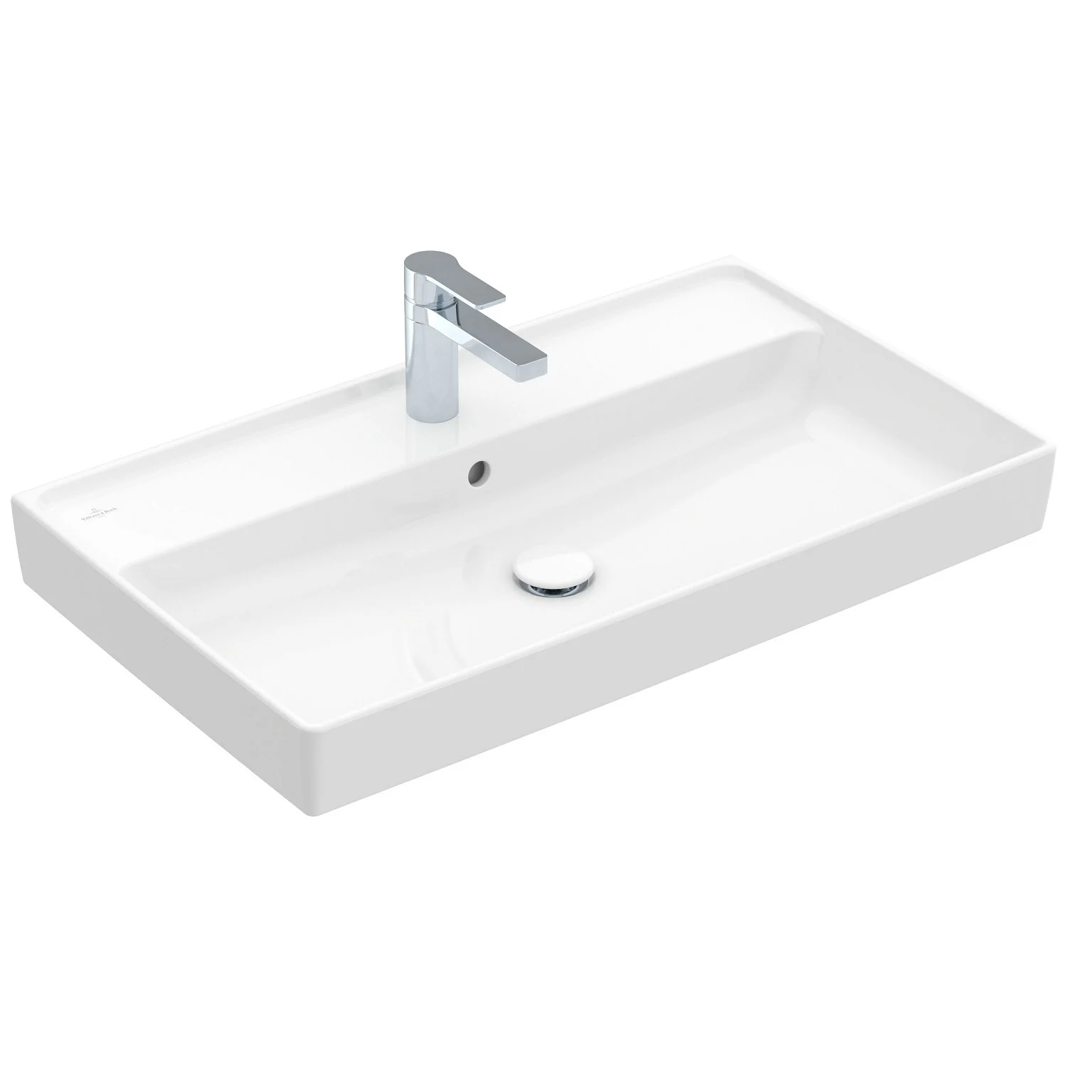 Biała umywalka z baterią widok z boku, Villeroy & Boch