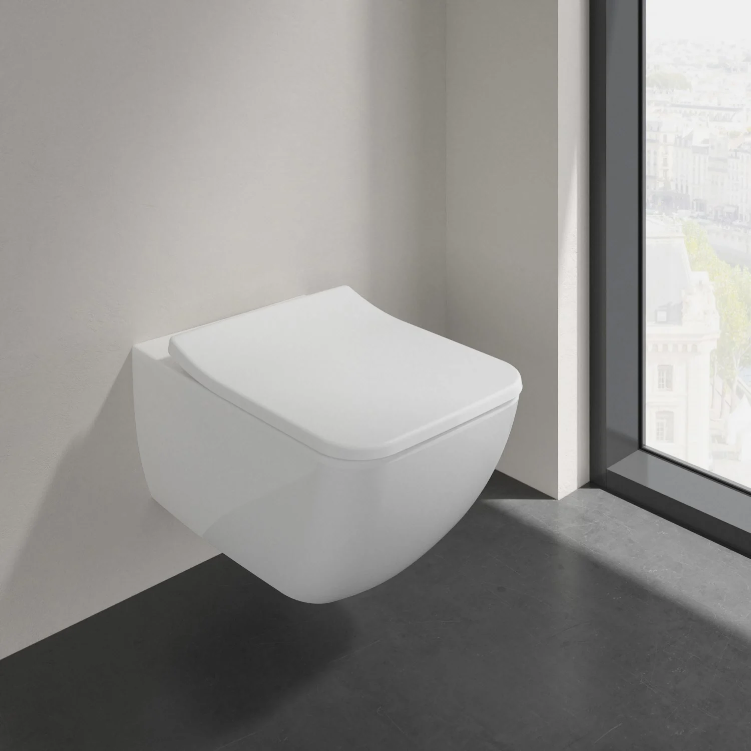 Toaleta podwieszana w nowoczesnej łazience, Villeroy & Boch