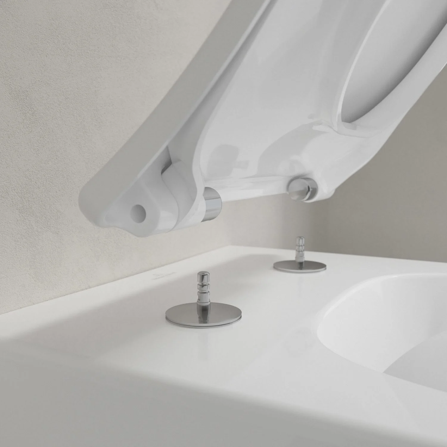 Zbliżenie białej deski sedesowej, Villeroy & Boch
