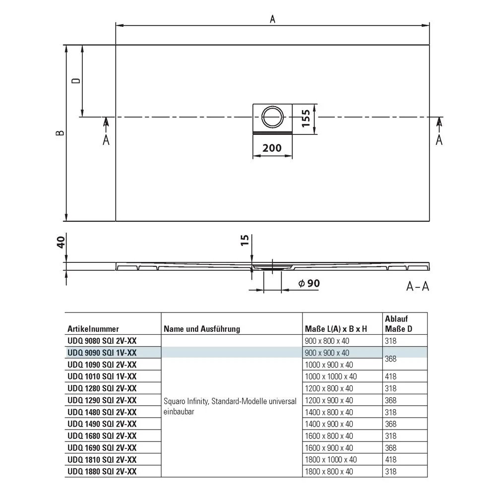 Villeroy & Boch Squaro Infinity Duschwanne 90 x 90 cm Bild 2