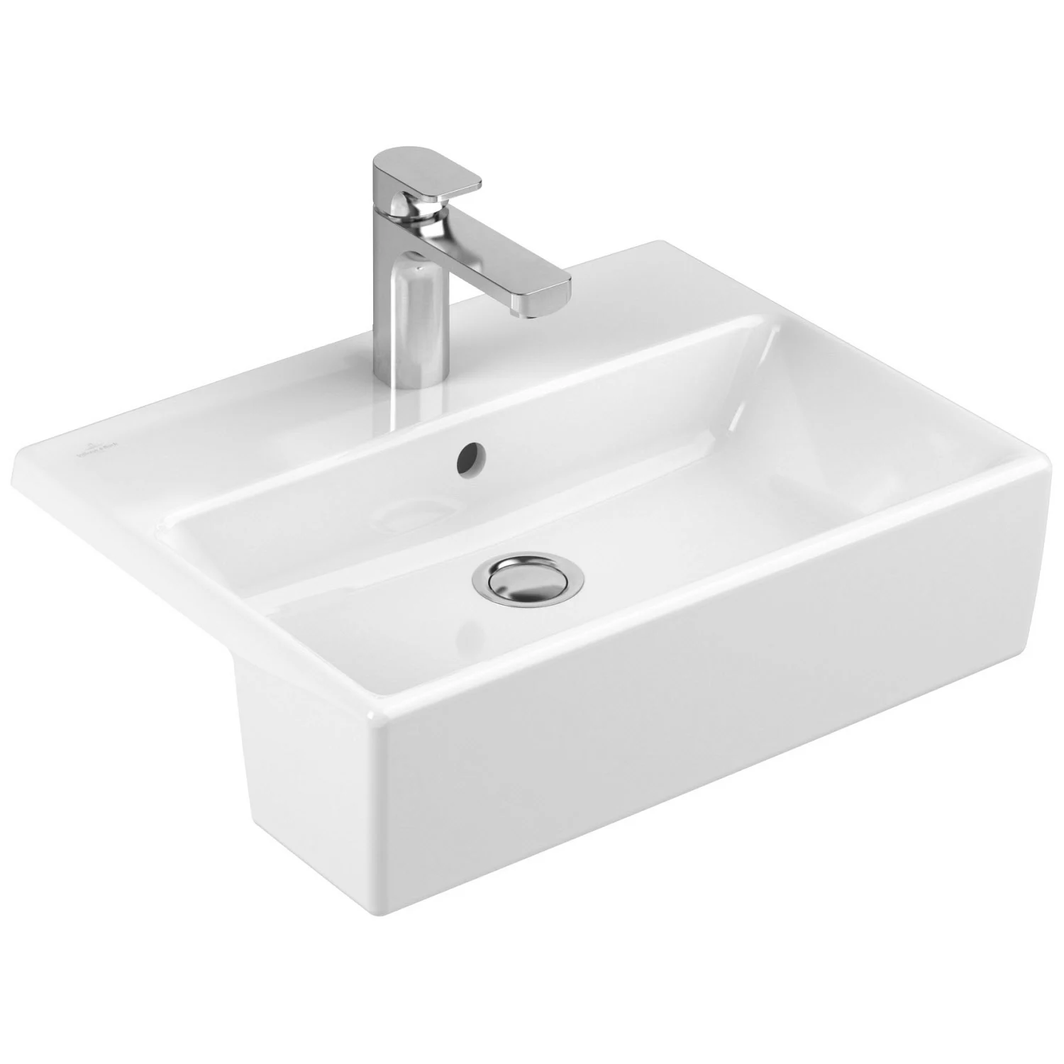Biała umywalka z baterią widok z boku, Villeroy & Boch