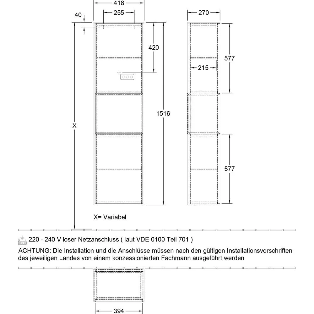 Villeroy & Boch Finion Hochschrank 151,6 cm mit Regalelement, Anschlag links Bild 5