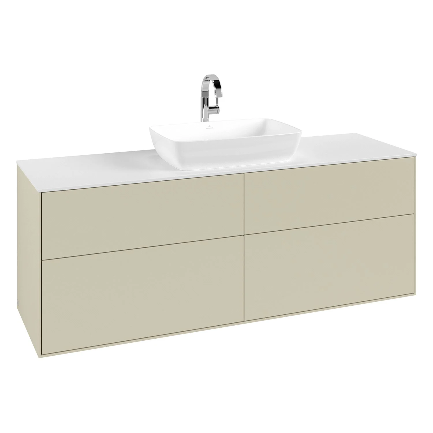 Szafka pod umywalkę z umywalką, widok z boku, beżowy, Villeroy & Boch