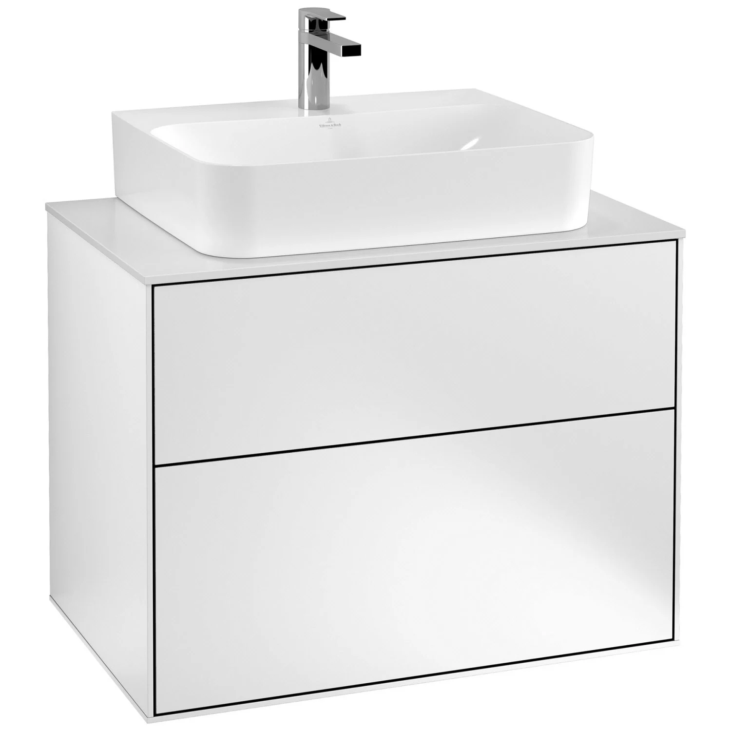 Biała szafka pod umywalkę z umywalką widok z przodu, Villeroy & Boch