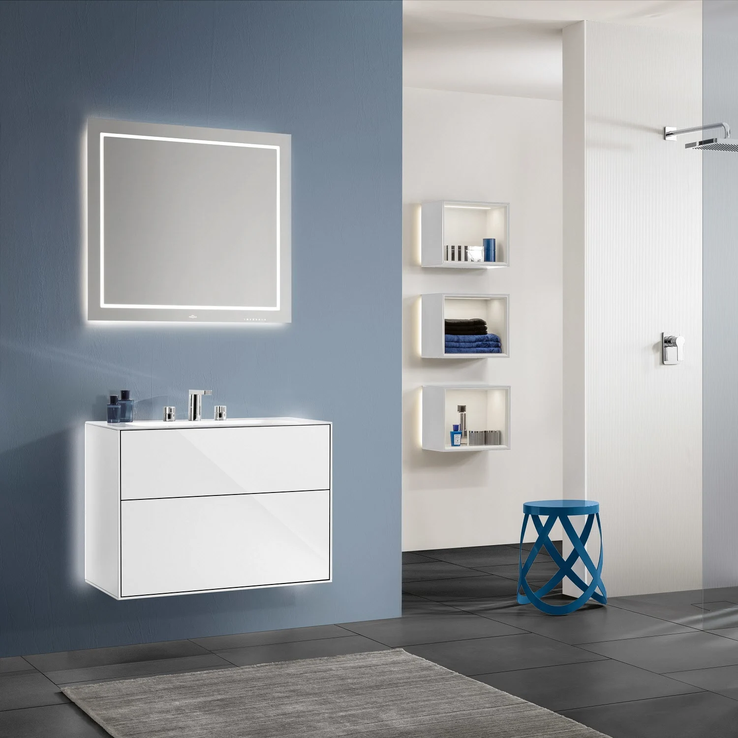 Villeroy & Boch Finion Waschtischunterschrank 79,6 cm mit Wandbeleuchtung, mit 2 Auszügen Bild 3