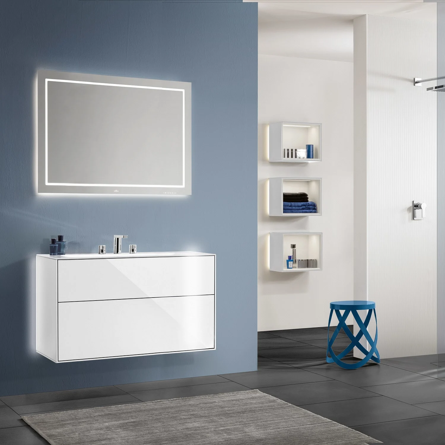 Villeroy & Boch Finion Waschtischunterschrank 99,6 cm mit Wandbeleuchtung, mit 2 Auszügen Bild 3