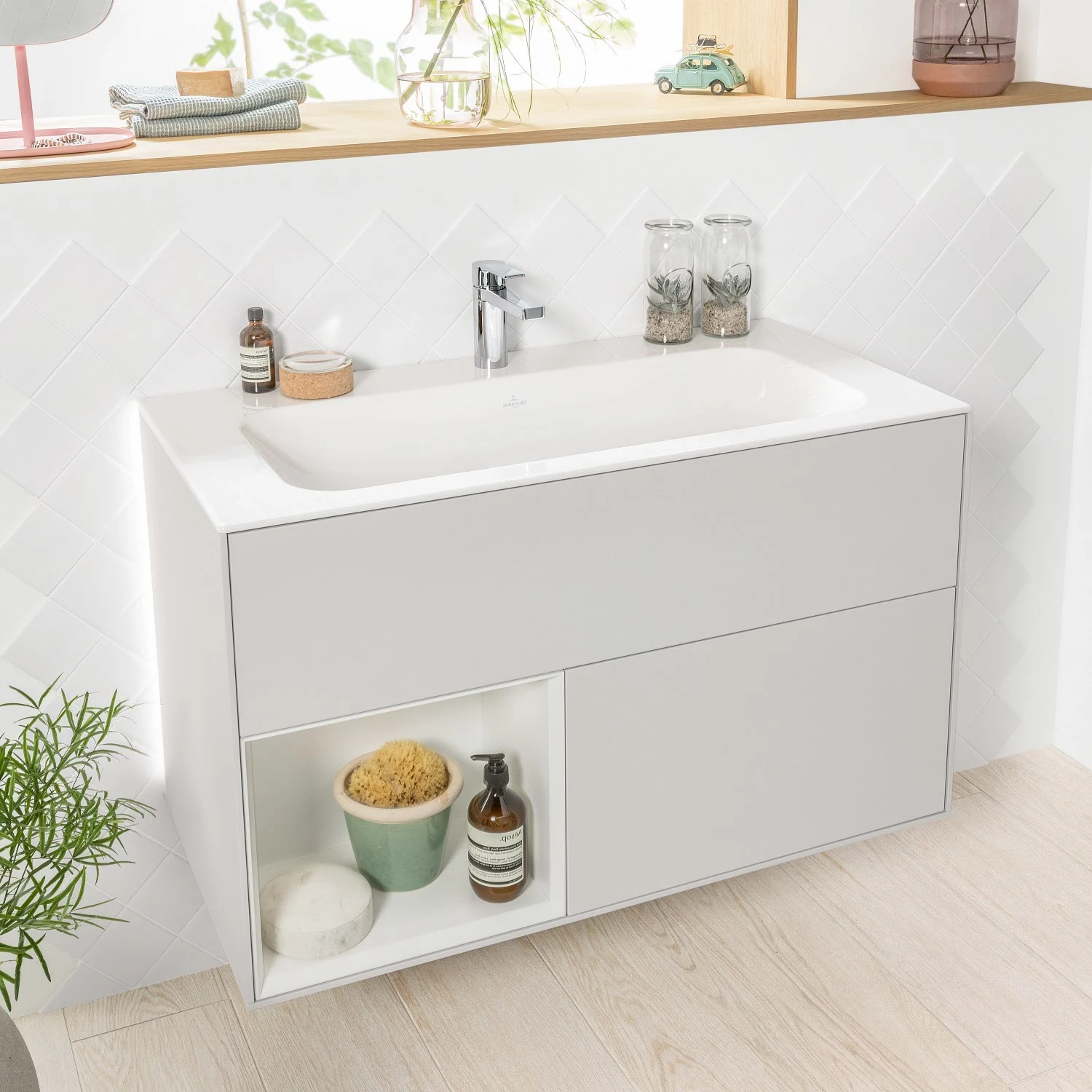 Villeroy & Boch Finion Waschtischunterschrank 99,6 cm mit Regalelement links, 2 Auszügen Bild 3