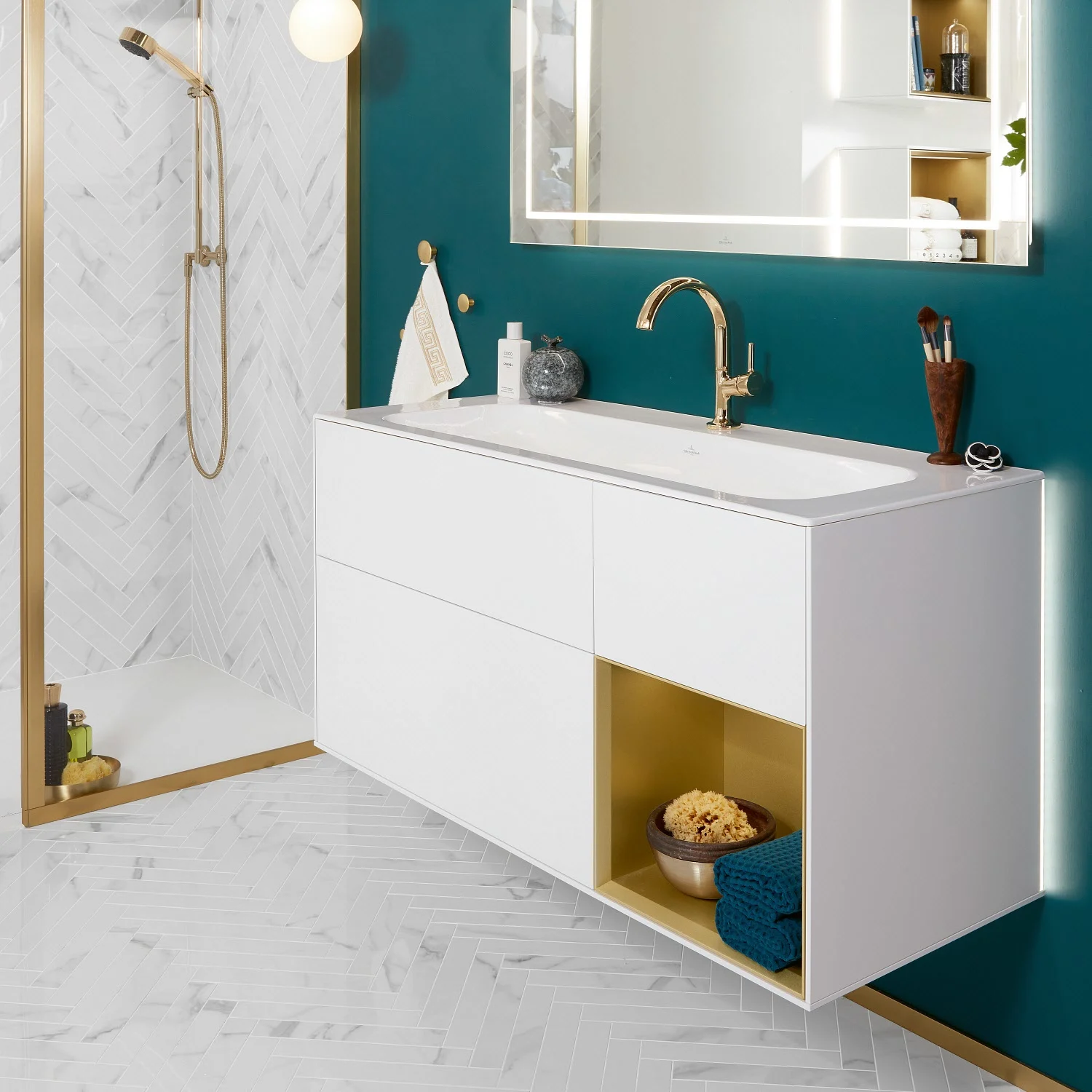 Villeroy & Boch Finion Waschtischunterschrank 119,6 cm mit Regalelement links, 3 Auszügen Bild 3