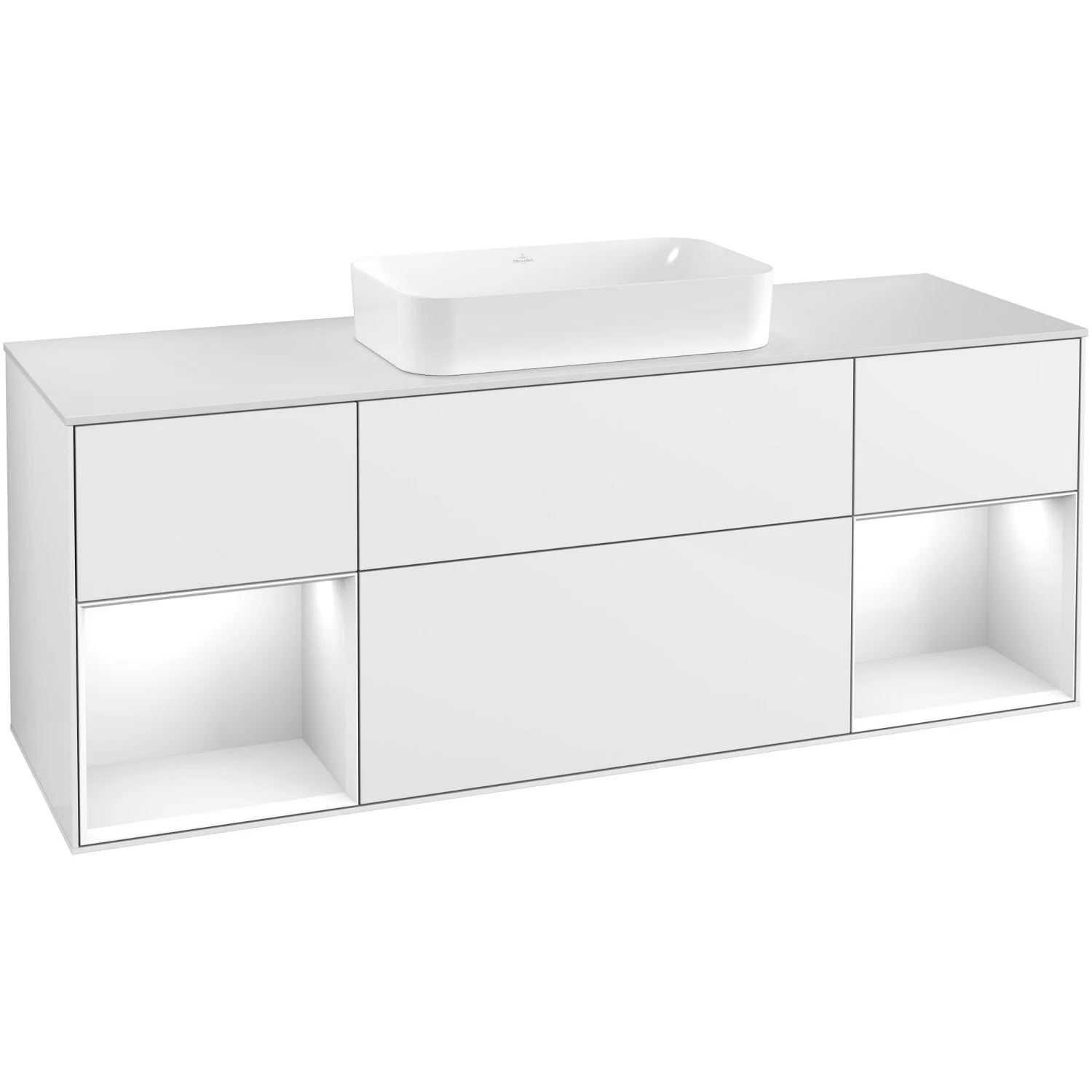 Biała szafka pod umywalkę z umywalką widok z przodu, Villeroy & Boch