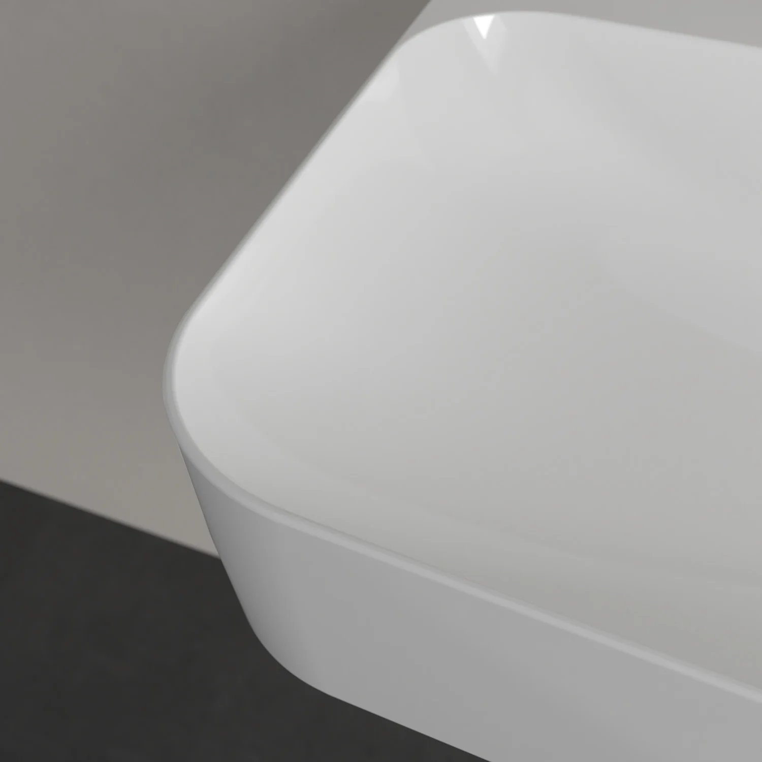 Biały narożnik umywalki w zbliżeniu, Villeroy & Boch