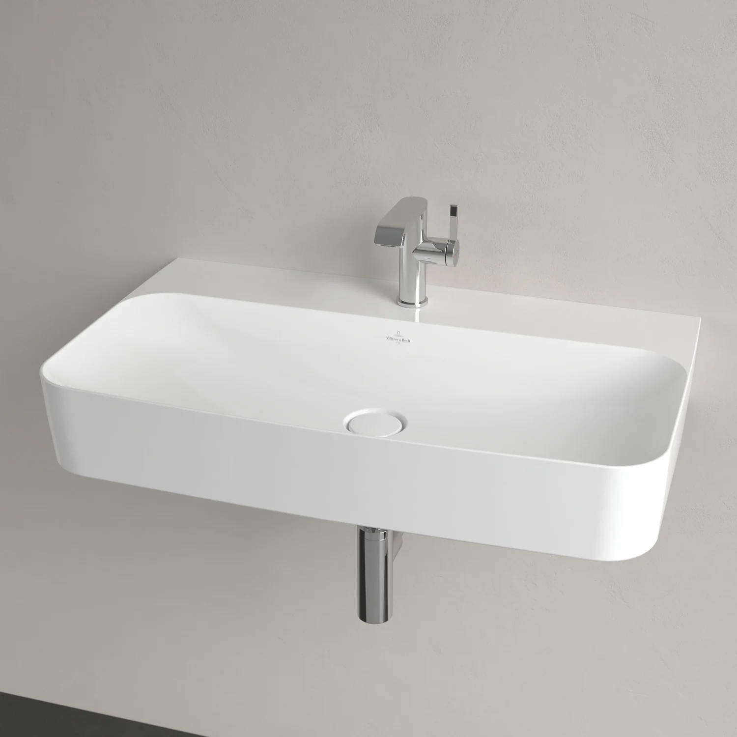 Biała umywalka z baterią z przodu, Villeroy & Boch