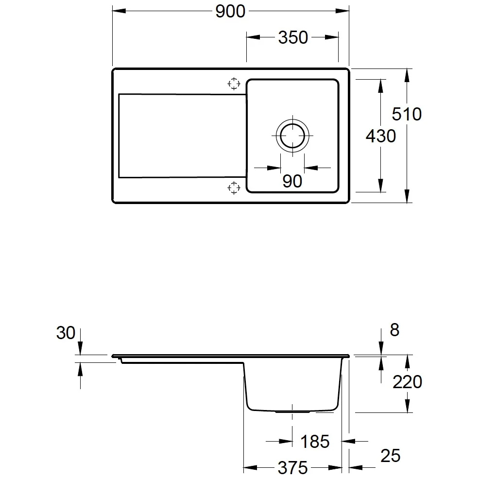 Villeroy & Boch Siluet 50 Einbauspüle, Ablaufgarnitur mit Handbetätigung, reversibel Bild 4