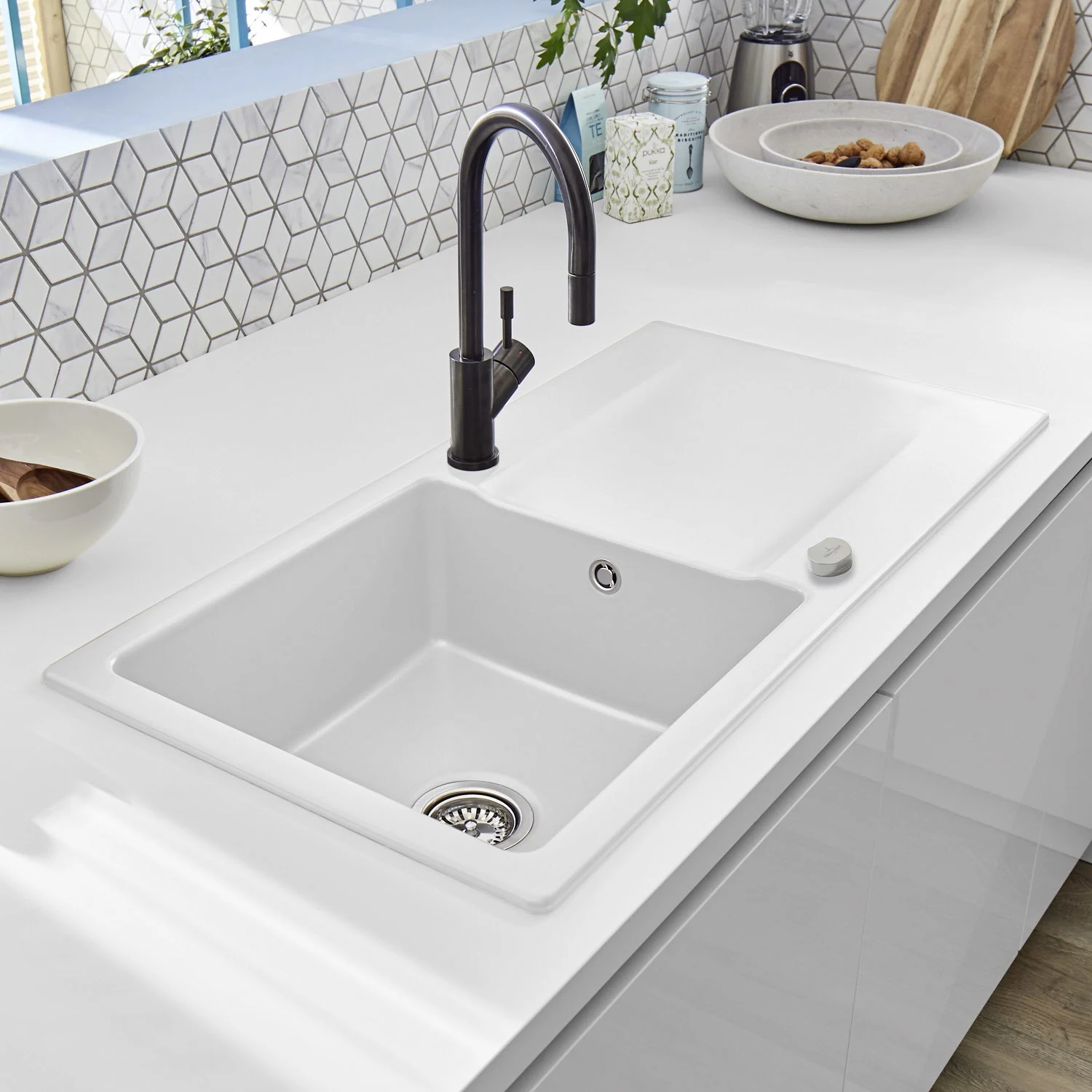 Villeroy & Boch Siluet 60 Einbauspüle mit Ablaufgarnitur mit Excenterbetätigung, reversibel