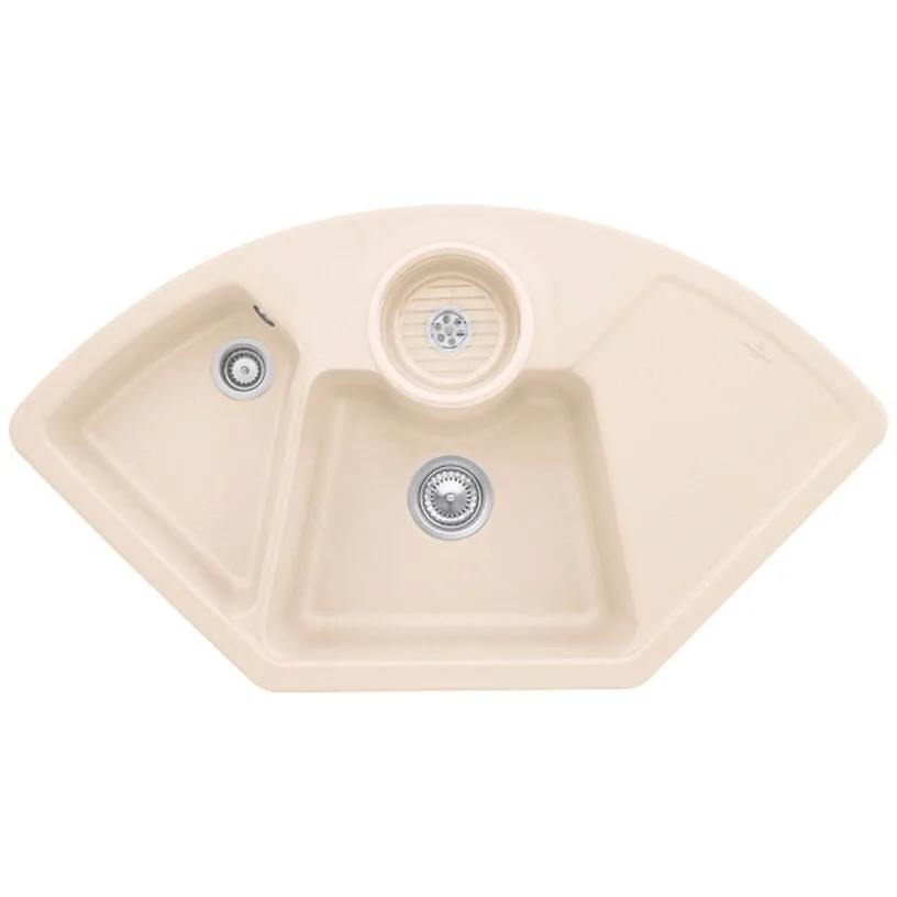 Zlewozmywak narożny w beżu, widok z góry, Villeroy & Boch