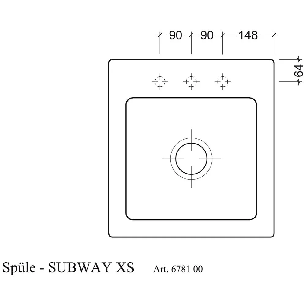 Villeroy & Boch Subway 45 XS Einbauspüle, Ablaufgarnitur mit Handbetätigung Bild 5