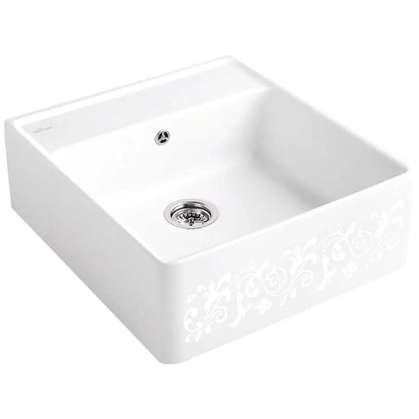 Biały zlew z wzorem w widoku z przodu, Villeroy & Boch