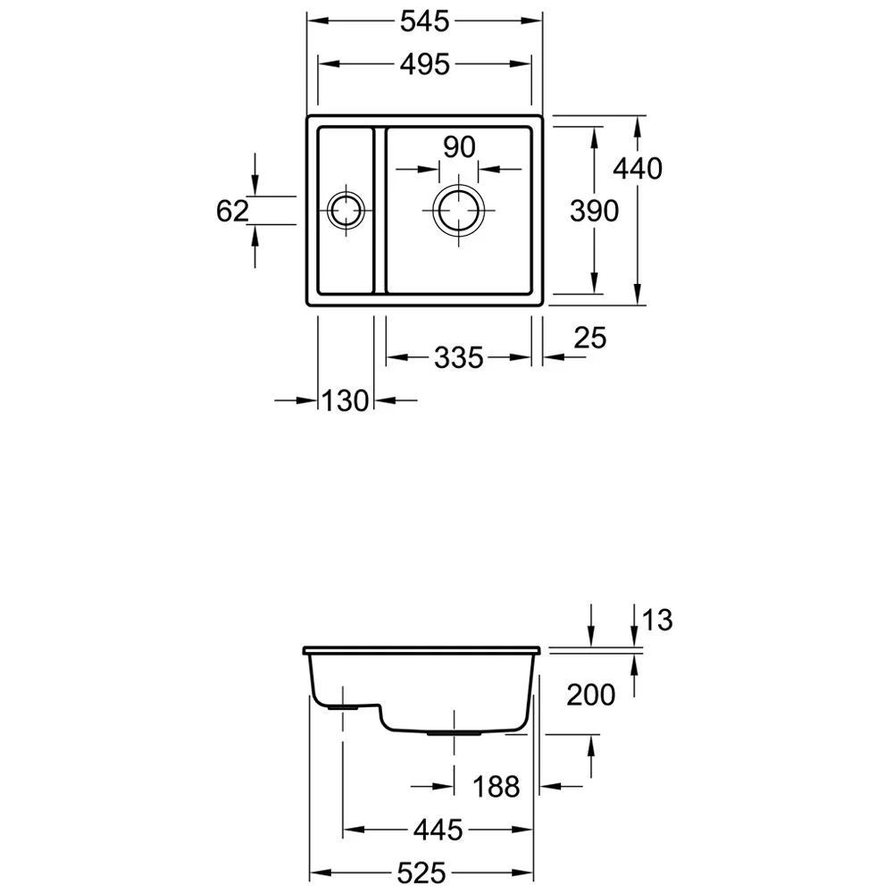Villeroy & Boch Subway 60 XU Unterbauspüle, Ablaufgarnitur mit Handbetätigung Bild 3