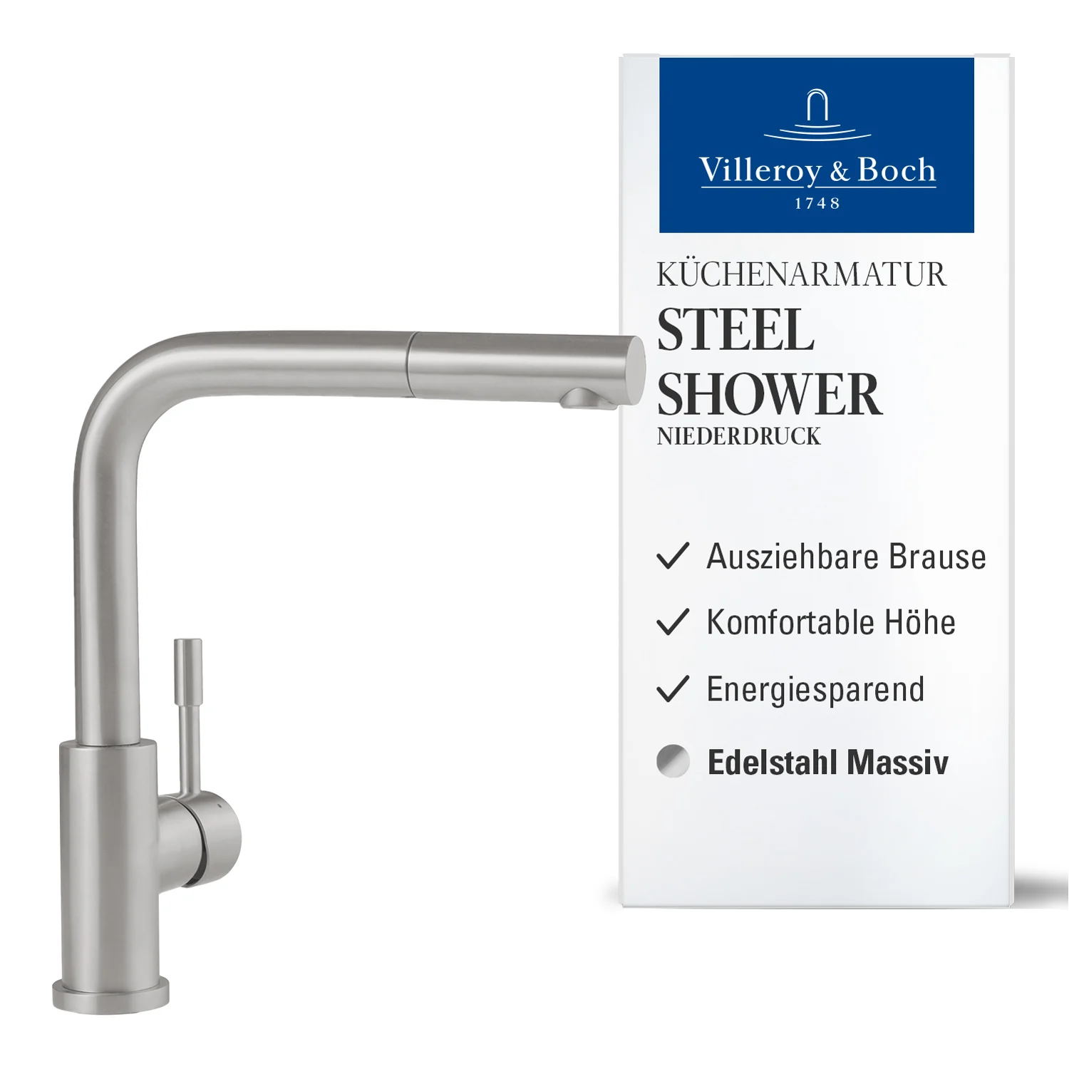 Villeroy & Boch Steel Shower Einhebel-Küchenarmatur, Niederdruck Bild 3