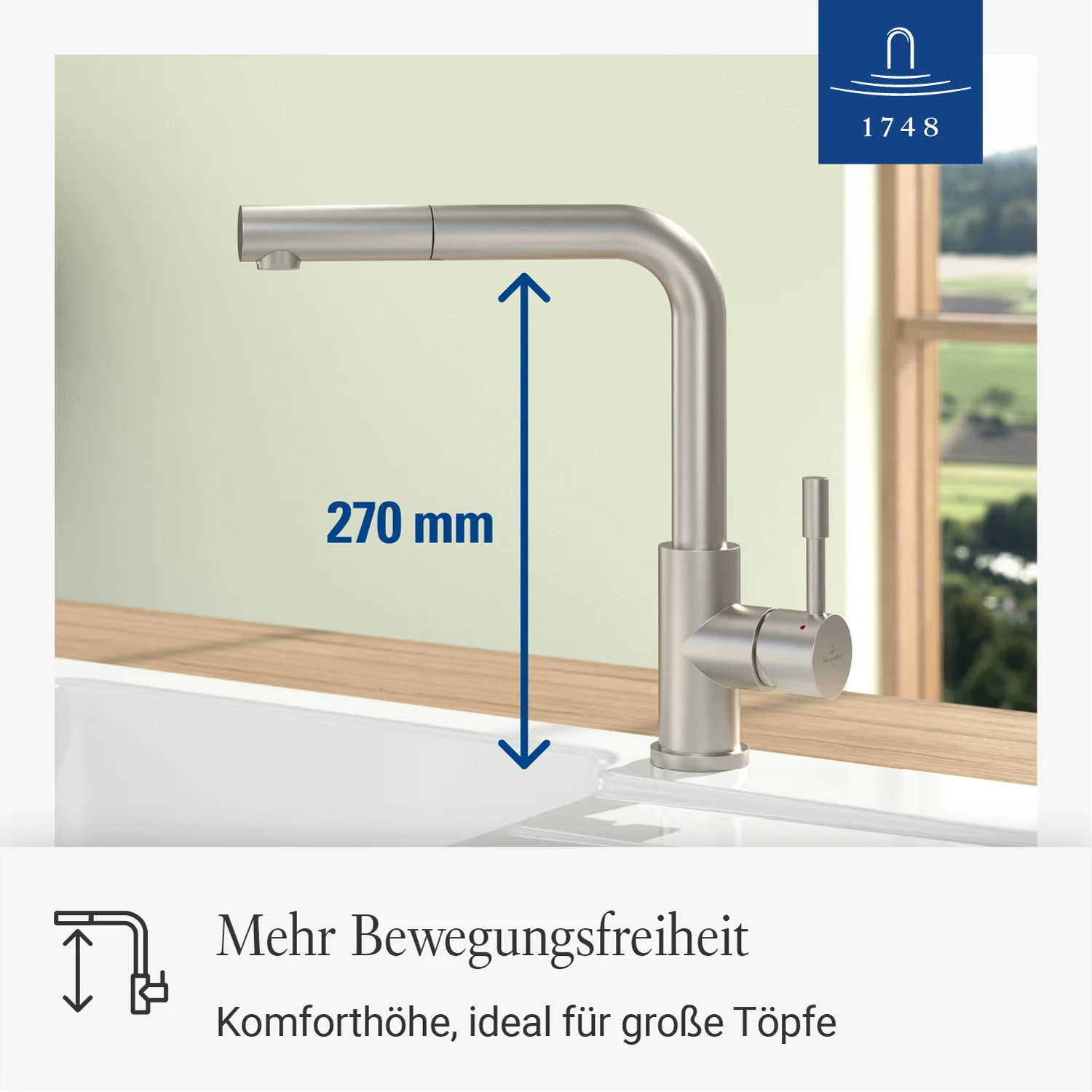 Villeroy & Boch Steel Shower Einhebel-Küchenarmatur, Niederdruck Bild 6