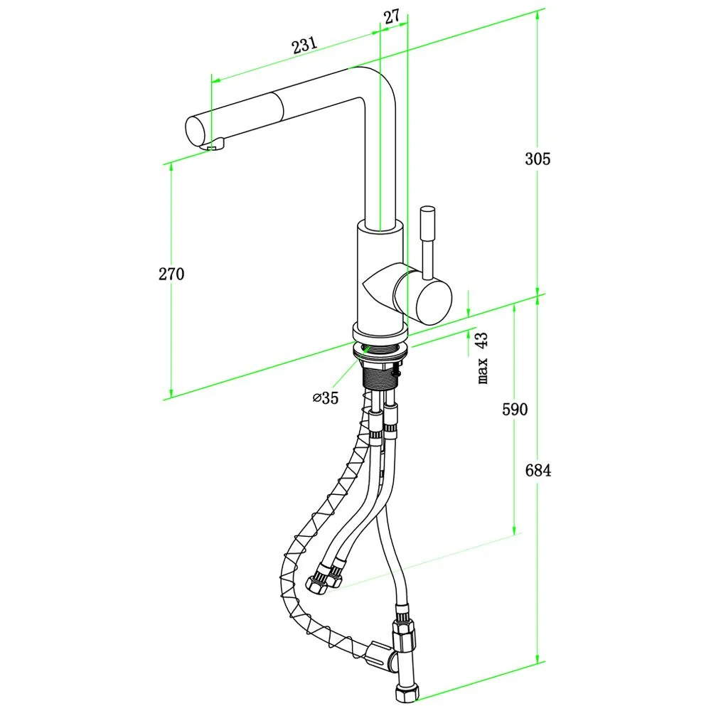 Villeroy & Boch Steel Shower Einhebel-Küchenarmatur, Niederdruck Bild 5