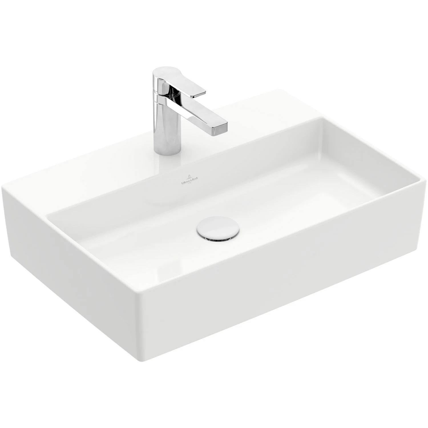Biała umywalka widok z boku z baterią, Villeroy & Boch