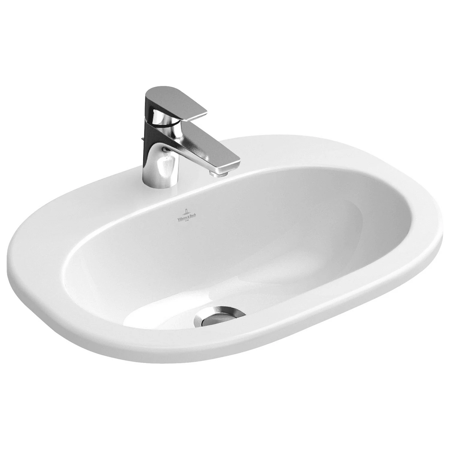 Biała umywalka wpuszczana z baterią, Villeroy & Boch