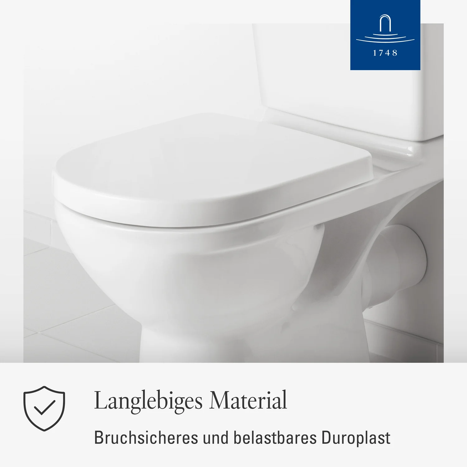 Zbliżenie białej deski sedesowej w łazience, Villeroy & Boch