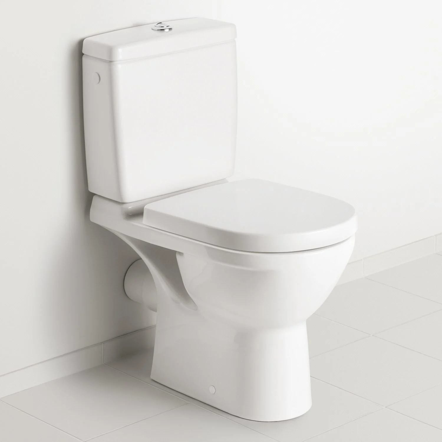 Biała toaleta stojąca z spłuczką widok z boku, Villeroy & Boch