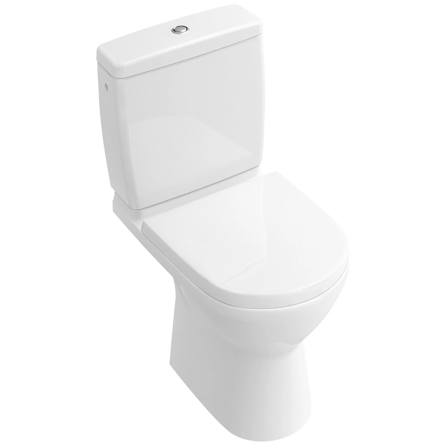 Biała toaleta ze spłuczką z widoku bocznego, Villeroy & Boch