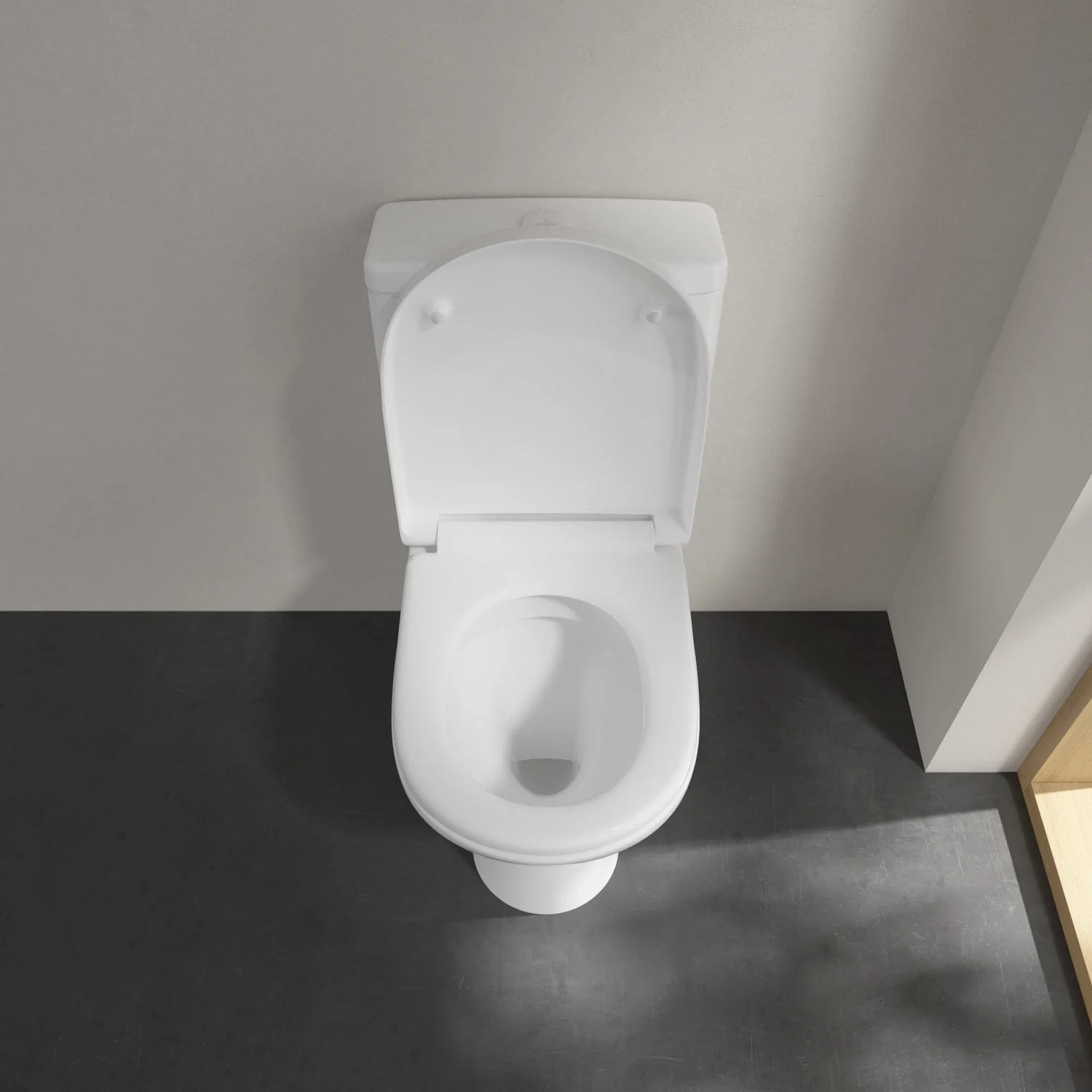 Stojąca toaleta z otwartą pokrywą z góry, Villeroy & Boch