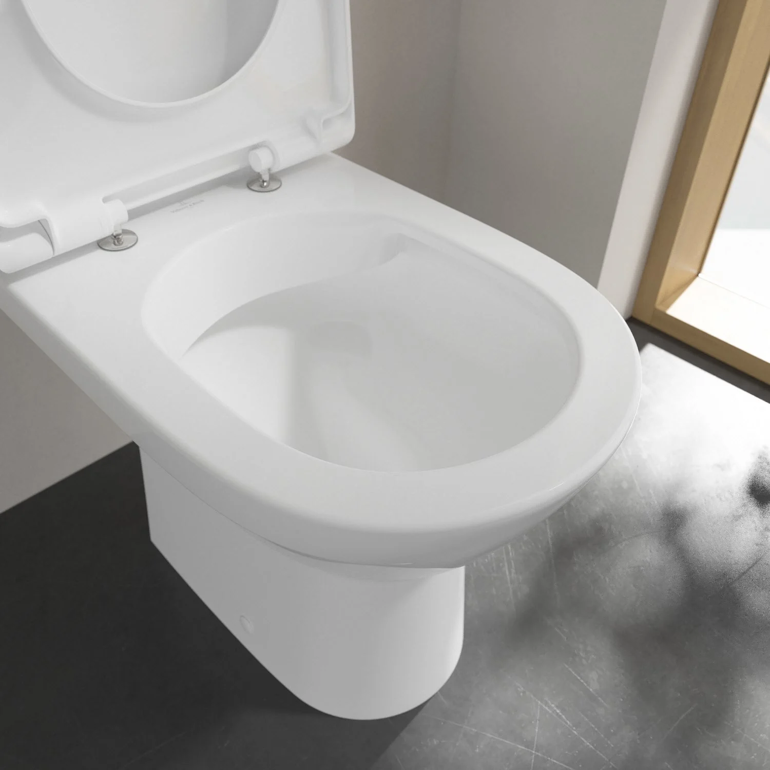 Zbliżenie otwartej stojącej toalety, Villeroy & Boch