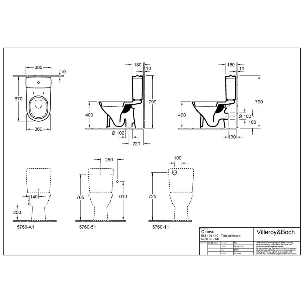 Villeroy & Boch O.novo Stand-Tiefspülklosett für Kombination Abgang waagerecht Bild 5