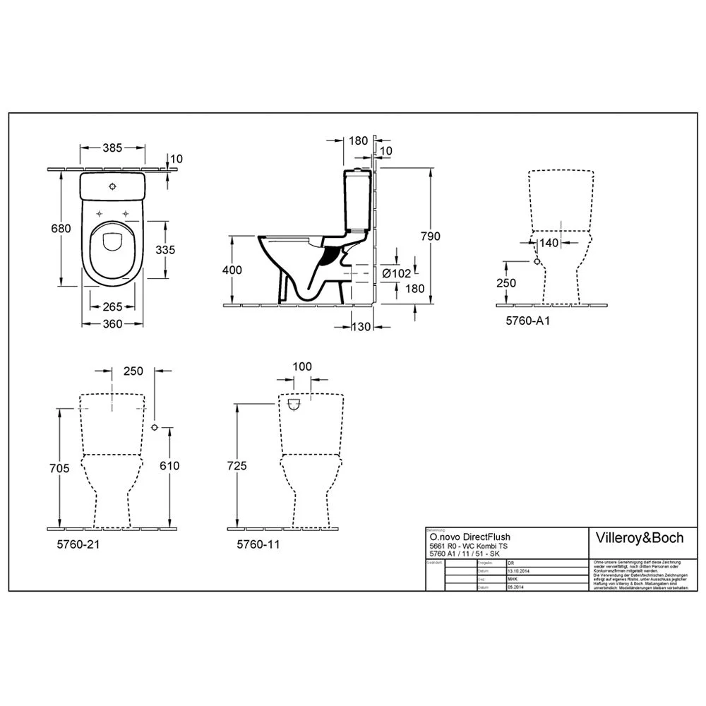 Villeroy & Boch O.novo Stand-Tiefspülklosett für Kombination, spülrandlos Bild 5
