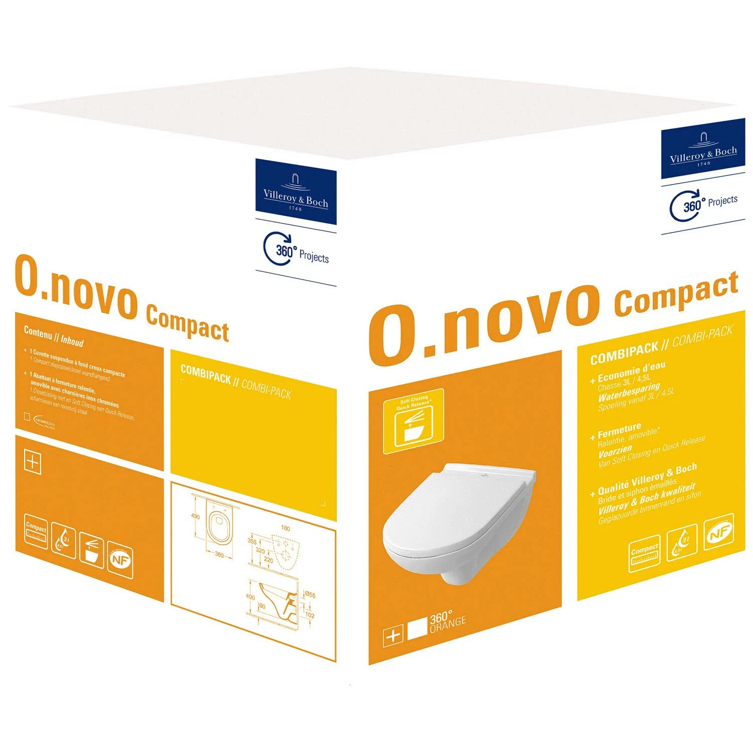 Villeroy & Boch O.novo Wand-Tiefspülklosett Compact Combi-Pack m. WC-Sitz Bild 2