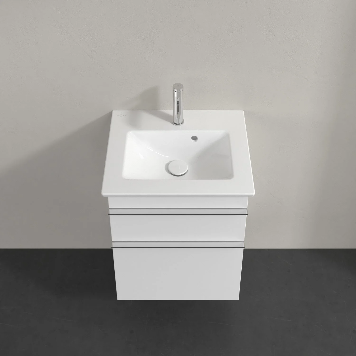 Pojedyncza umywalka w bieli, widok z góry, Villeroy & Boch