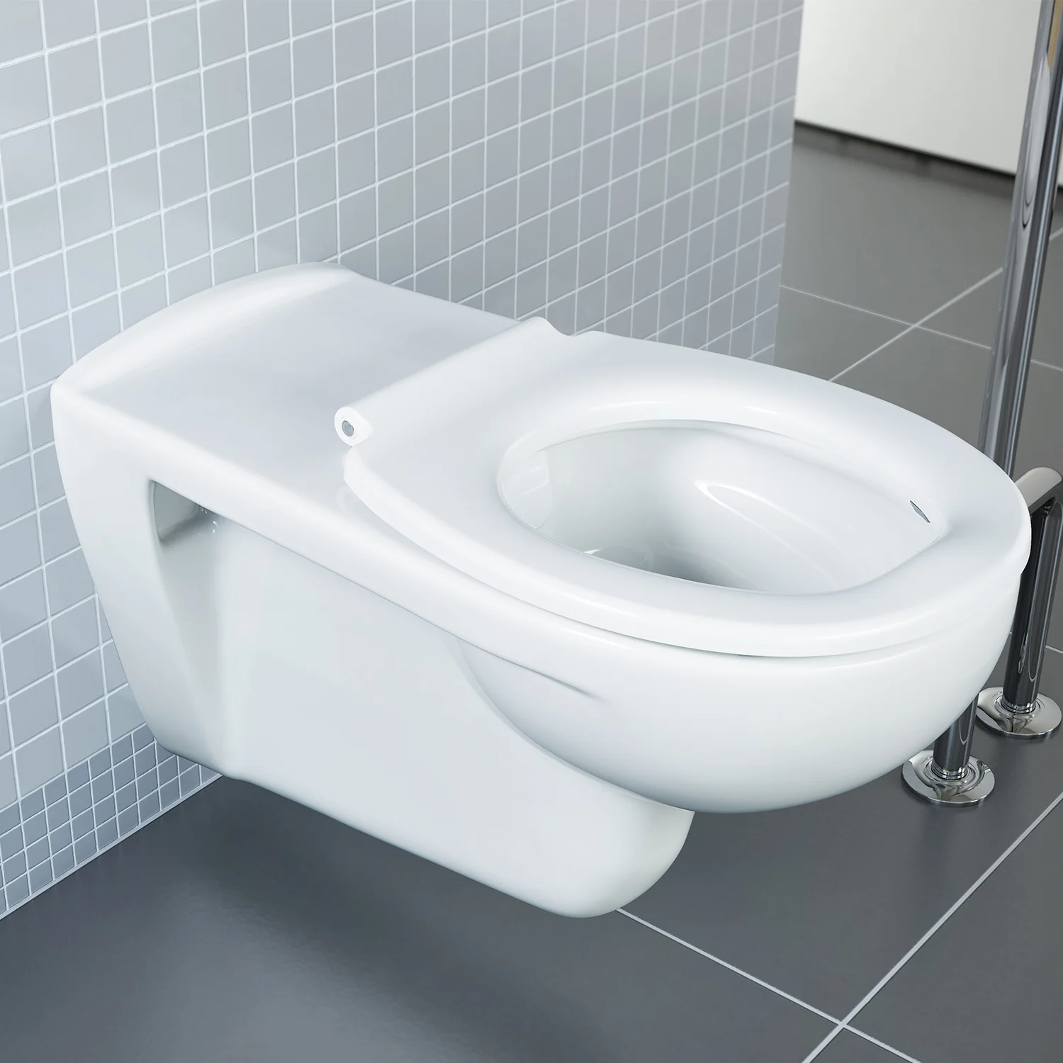 Wycięta toaleta ścienna z otwartą pokrywą, Vitra