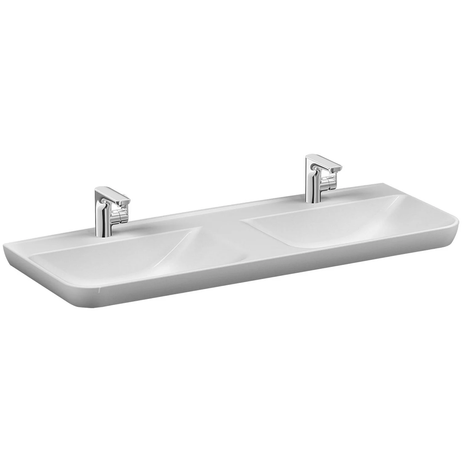 Biała podwójna umywalka z dwoma bateriami, Vitra