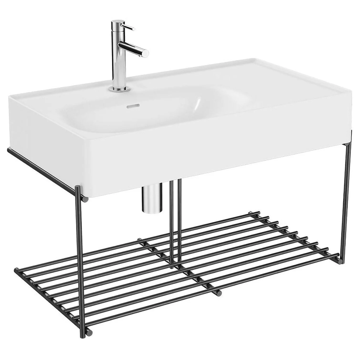 Prostokątna umywalka z półką, Vitra