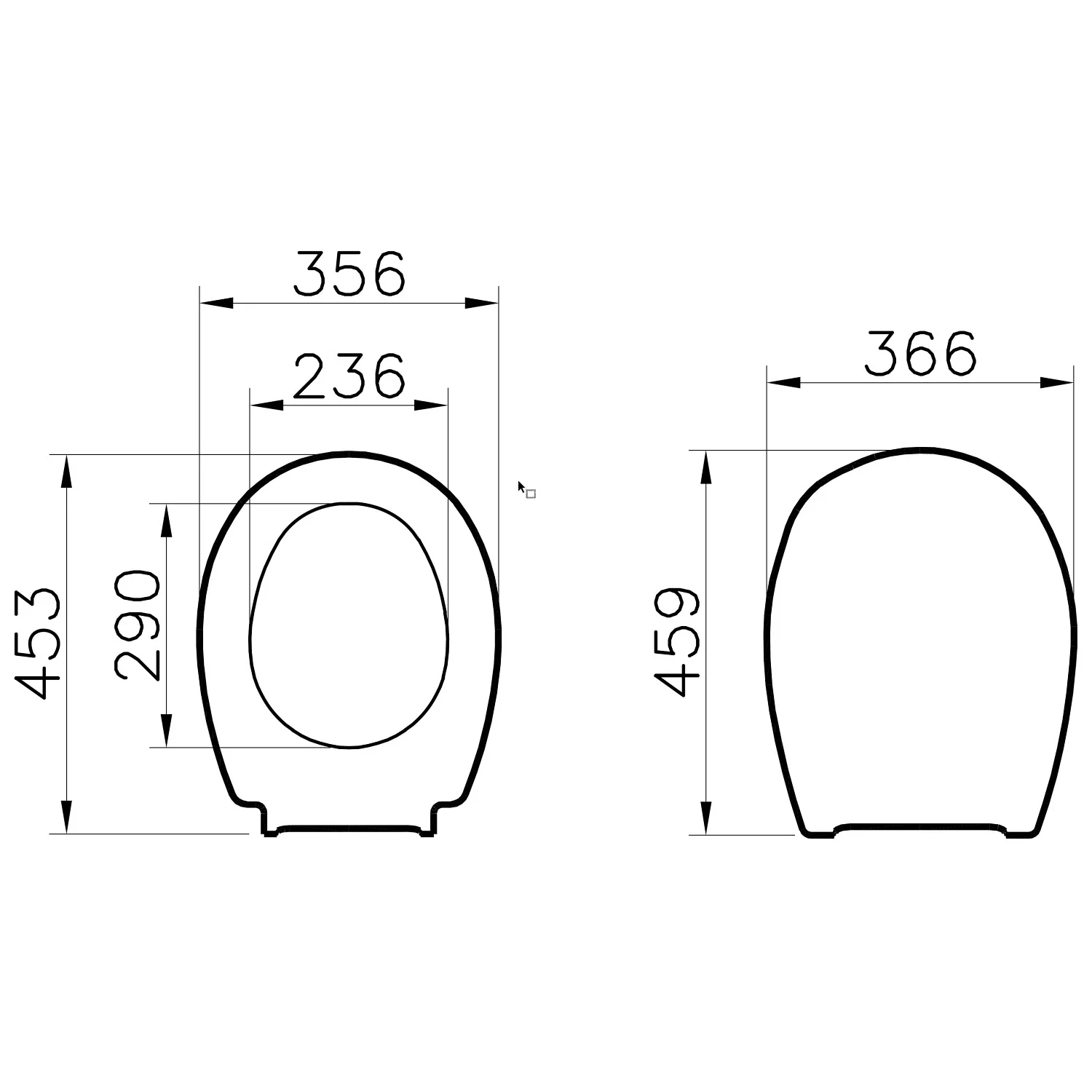 Rysunek techniczny deski sedesowej, Vitra