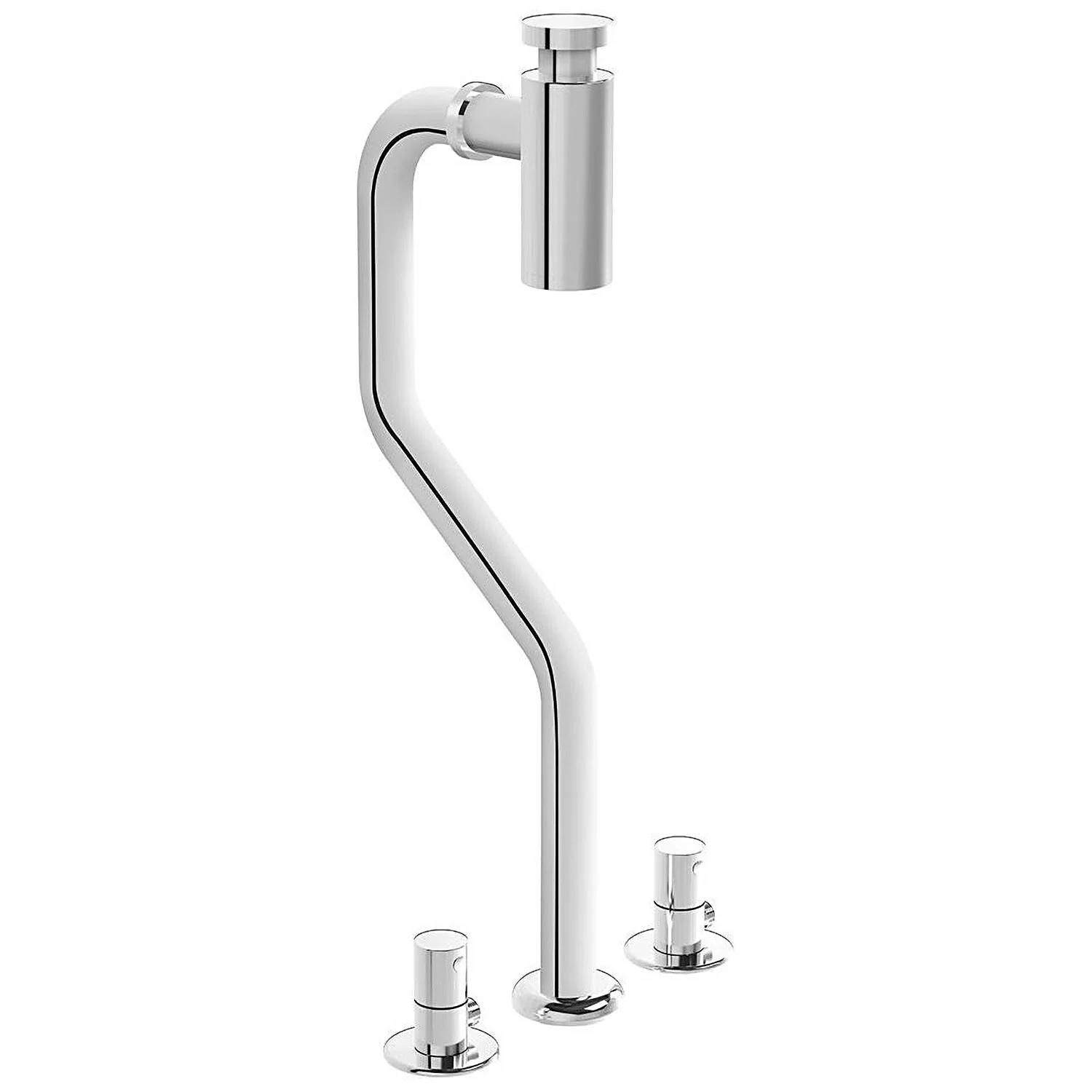 Chromowany system syfonowy z odpływem podłogowym widok z boku, Vitra