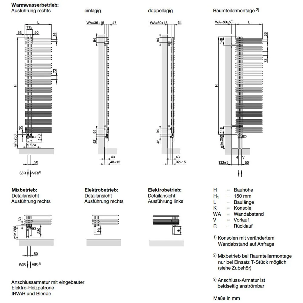 Zehnder Yucca Asym YA-170-050 Badheizkörper 47,8 x 173,6 cm Bild 5