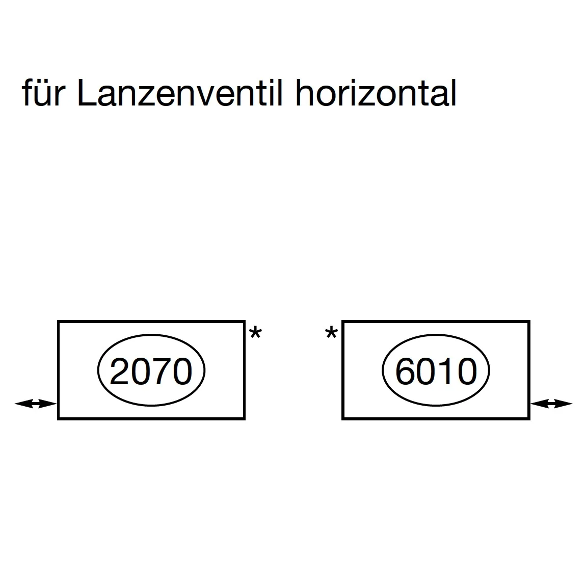 Rysunek techniczny dla poziomego zaworu lancowego, Zehnder