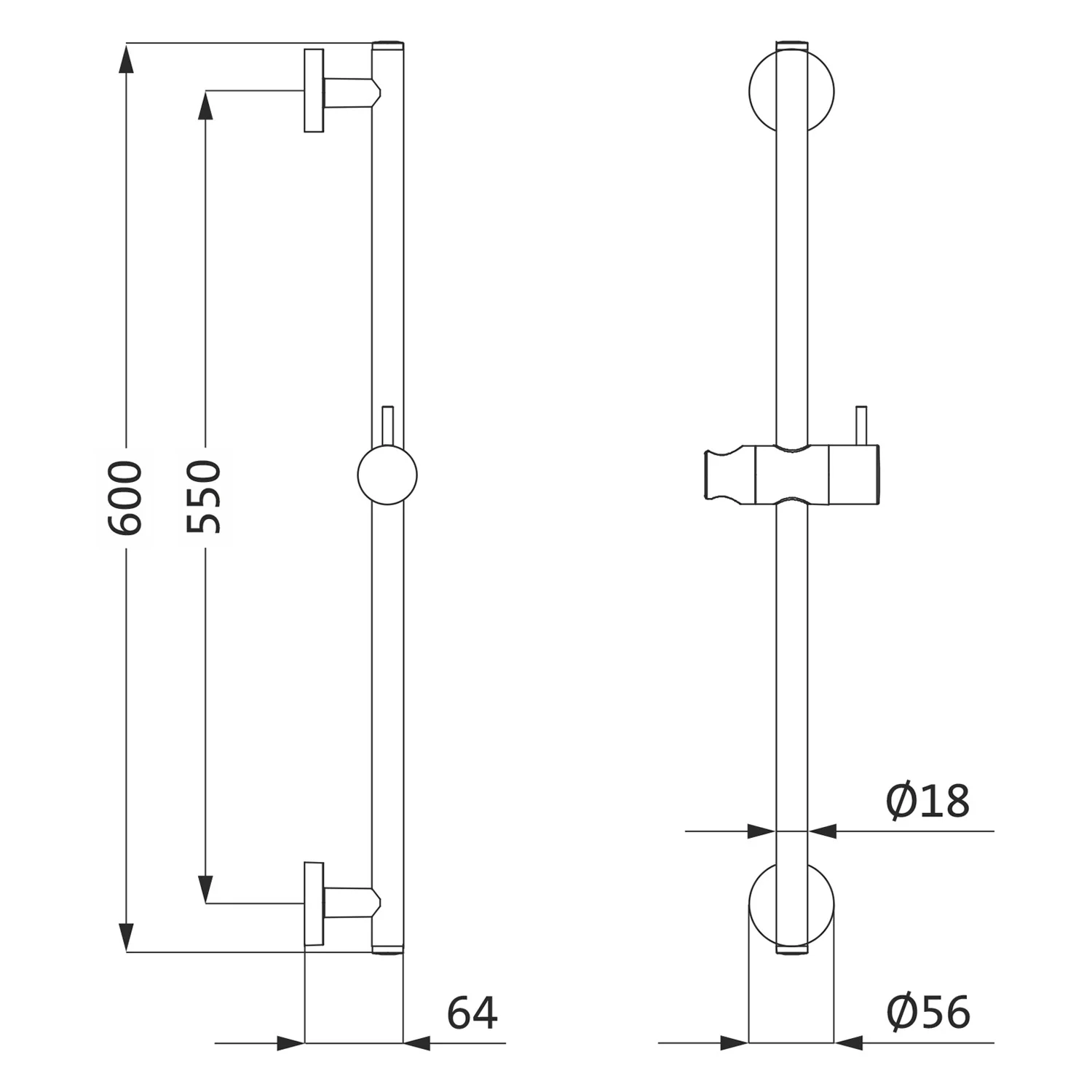Herzbach LIVING SPA Brausestange 60 cm rund Bild 2